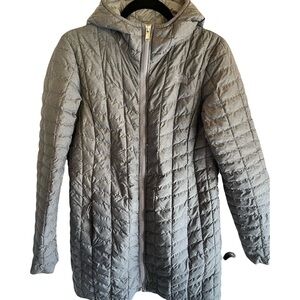 The North Face Women's Gray Quilted Longer Hooded Puffer Jacket